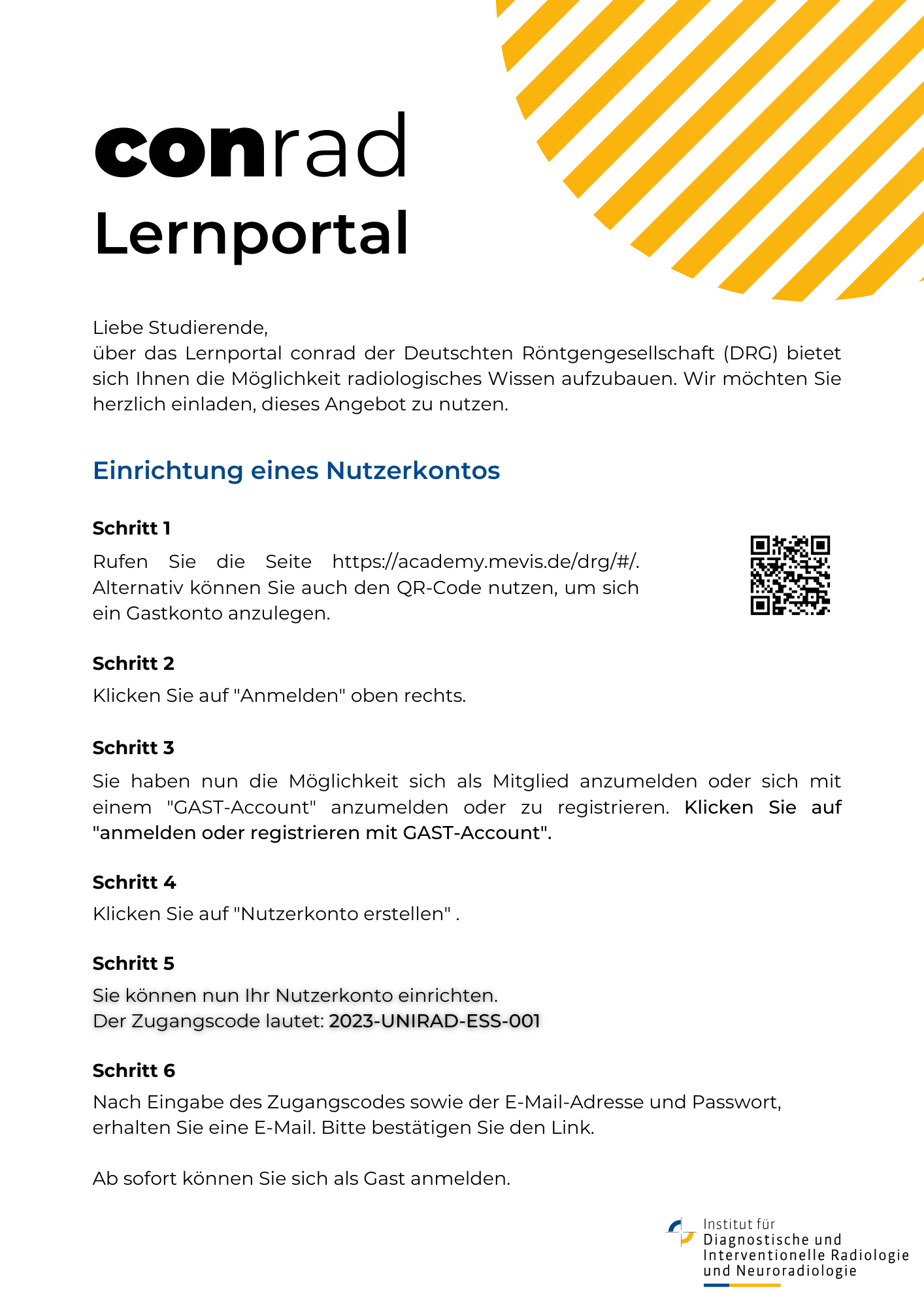 Conrad Lernplattform Radiologie Nutzerkonto für Essener Studierende